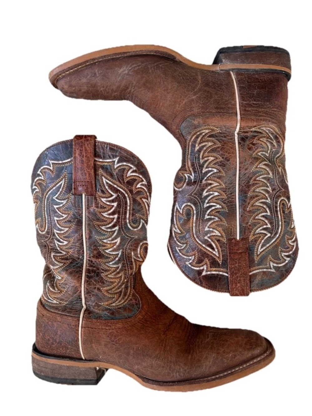 Ariat Men's Stinger Hippo Print & Treacherous Blue Cowboy Boots Size 8.5D